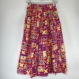 Vintage Winners Choice Abstract Wide Leg Capri Pants Pink Blue Size Medium